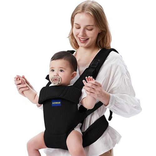 Baby Carrier Newborn to Toddler,Newborn Carrier with Head Support, Cozy Baby Holder Carrier for Dad Mens (Summer-Black)