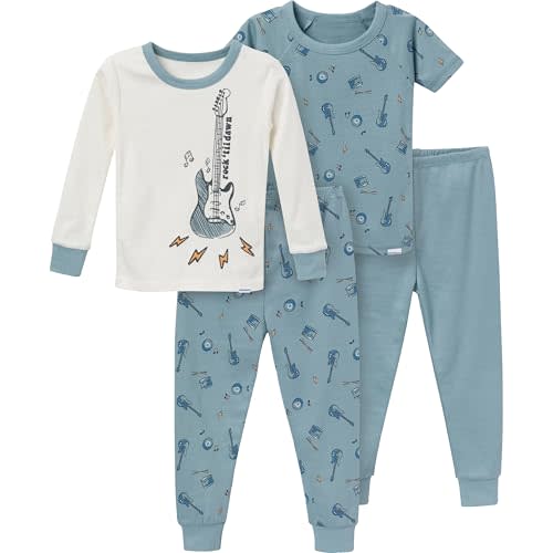 Gerber Baby Boys' Toddler Snug Fit 4-Piece Pajama Set, Guitars, 12 Months