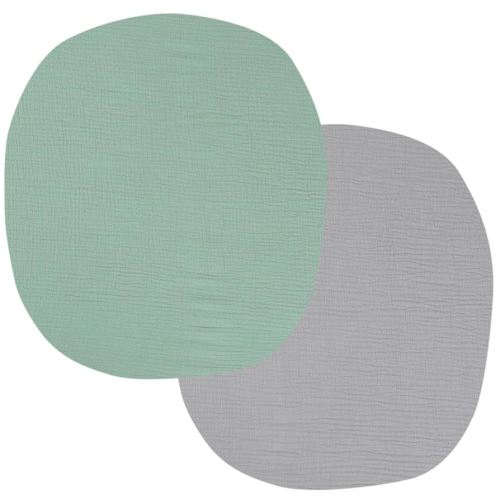 Onacosht Muslin Bassinet Sheets 24" x21" Compatible with Graco Pack ‘n-Play Dome LX Bassinet, Small Round Bassinet Sheets 2 Pack 100% Cotton Grey and Green