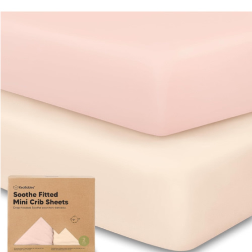 2-Pack Mini Crib Sheets Fitted - 38x26 Pack N Play Sheets for Pack and Play Mattress, Organic Cotton, Soft & Breathable Playard Bedding, Neutral Mini Toddler Bed Cover for Boys, Girls (Elly)