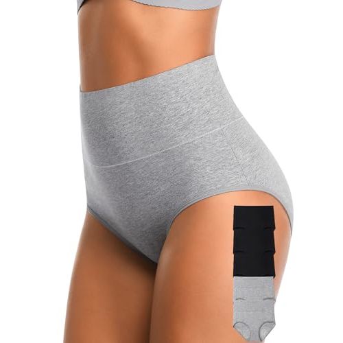 CULAYII Tummy Control Underwear Womens High Waisted Cotton Panties Breathable Full Coverage Postpartum Ladies Briefs