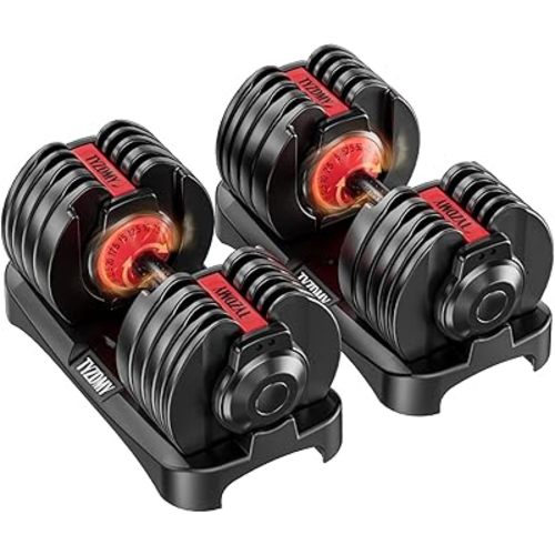 Adjustable Dumbbells Set of 2，Free Weights Dumbbells Set，Adjustable Dumbbell Set，52.5 lbs pair 105 lbs，15 in 1，for Men/Women Gym Equipment for Home Strength Training Equipment