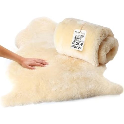 Medical Sheepskin for Bedsores, Genuine Shorn Lambskin Underlay 25 x 41 in
