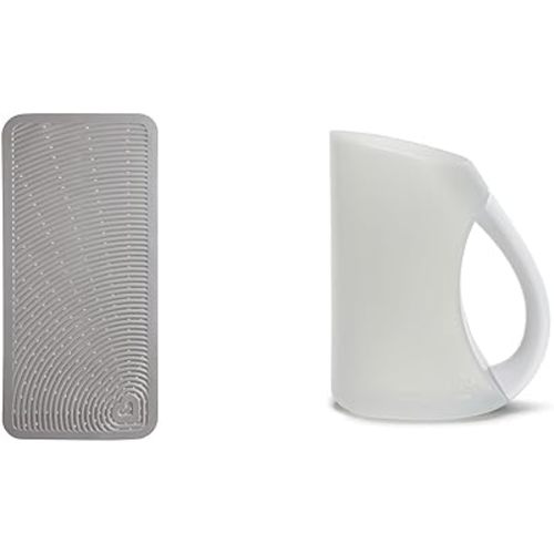 Munchkin Soft Spot Baby Bath Mat for Tub and Rinse Shampoo Rinser Cup, Grey