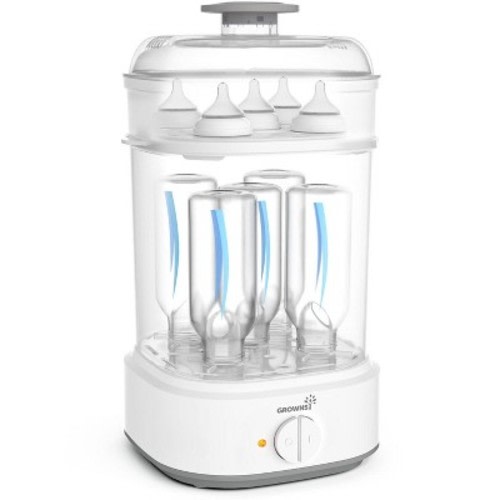 GROWNSY Bottle Sterilizer, Baby Bottle Steam Sterilizer, Electric Baby Bottle Sanitizer with Timer for Baby Bottles, Pacifiers, Pump Parts