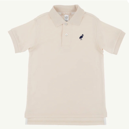 Prim & Proper Polo & Onesie - Osprey Oatmeal with Nantucket Navy Stork