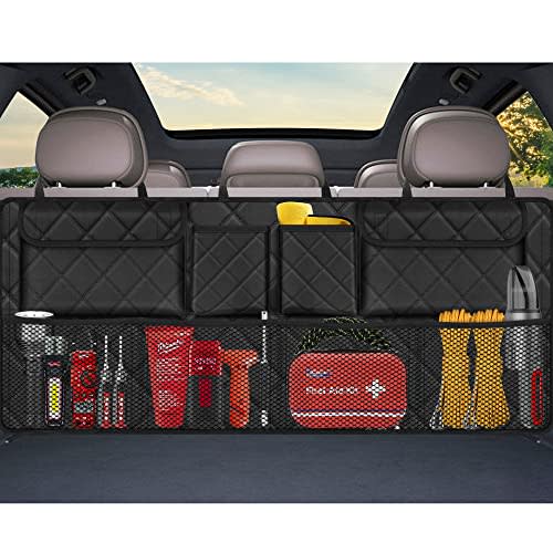 Femuar Car Trunk Organizer, Large Capacity Backseat Trunk Organizer (42"*18"), Collapsible Car Storage Bag with 8 Pockets, SUV/MPV/Truck - Black