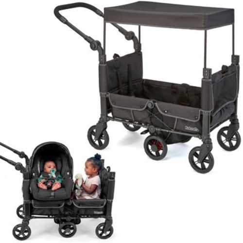Kolcraft Cloud 360 Plus Double Stroller Wagon with Infant Car Seat Adapter - Black