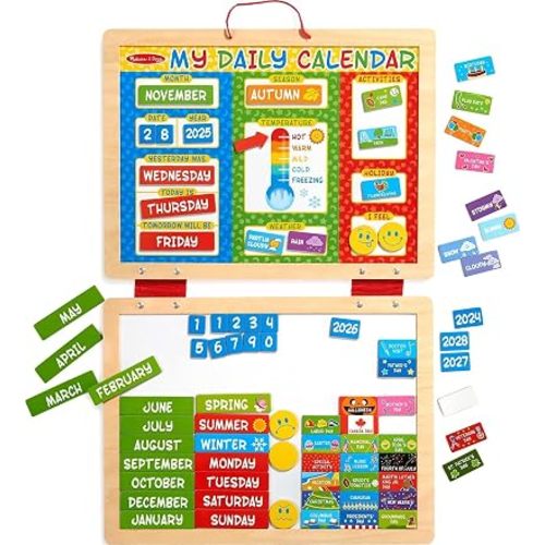 Melissa & Doug My First Daily Magnetic Calendar, Classroom Calendar for Kids Activities with Weather & Seasons, Preschool Toys for Girls & Boys Ages 4+