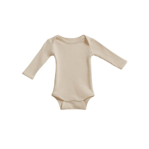 Organic Waffle Long Sleeve Bodysuit, Snow