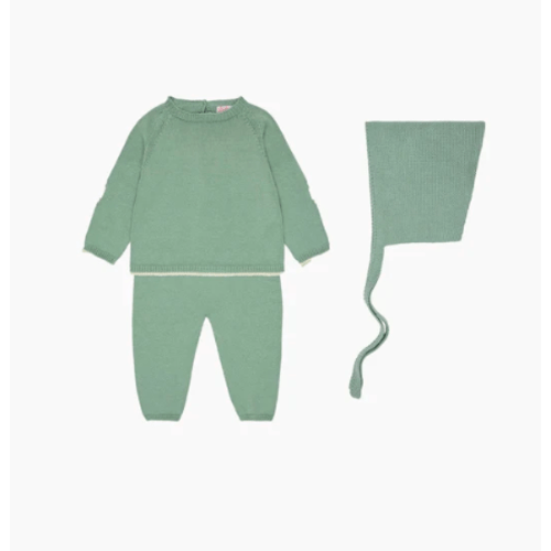 Sage Mirlo Cotton Baby Knitted Gift Box Set | La Coqueta Kids
