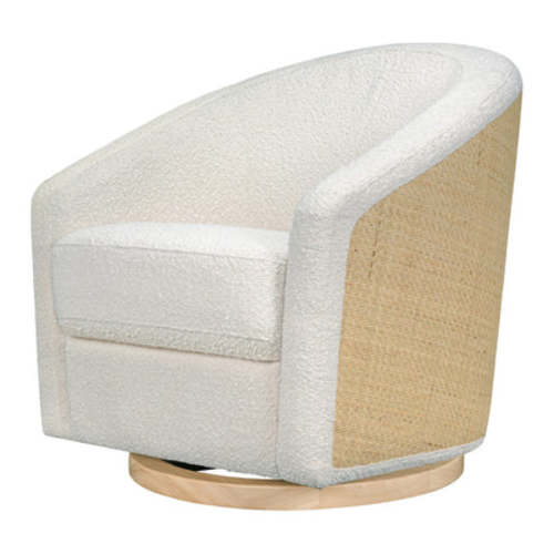 Madison Swivel Glider - Ivory Boucle And Cane Back With Light Woodbase