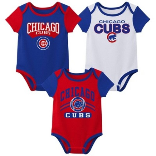 MLB Chicago Cubs Infant Boys' 3pk White Bodysuit - 3-6M: Team Logo Knit Apparel
