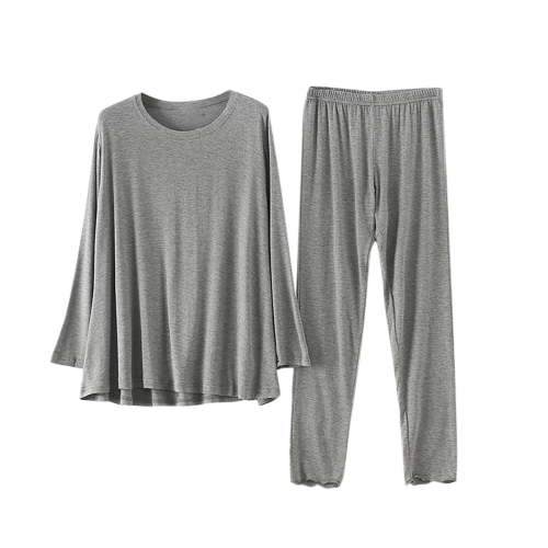 MIUOWANP Women's Multifunctional Maternity Clothing Postpartum Clothing Pajamas Belt Chest Pad Adjustable Drawstring Long Sleeved Round Neck Set Dark Gray XL