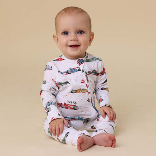 Little Racers Organic Snugglesuit Convertible Romper