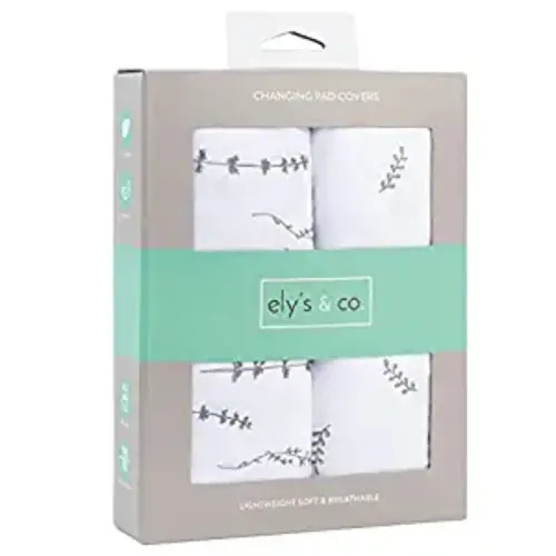 Changing Pad Cover 2 Pack - Baby Changing Pad Cover with 100% Jersey Cotton - Changing Pad Covers for Girls and Boys, Newborn Essentials (Forest Grey Leaf & Floral)