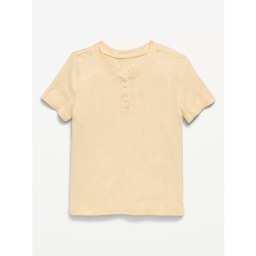 Printed Short-Sleeve Pointelle-Knit Top for Toddler Girls