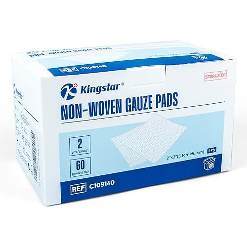 Sterile Nonwoven Gauze Pads, 2"x 2" Wound Dressing, 60 Packs - 120 Pieces Superior Soft Sponge Pads, Higher Absorbent Gauze Compresses for Trauma or Post-Operative Wound Care