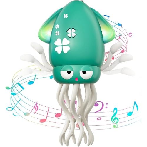 Dancing Squid Tummy Time Toy, Baby Crawling Toys with Music & Lights