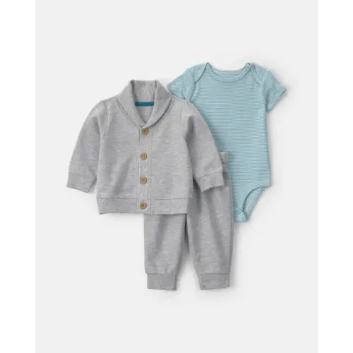 Baby Boy 3-Piece French Terry Layering Set - Grey/Blue | Carter's