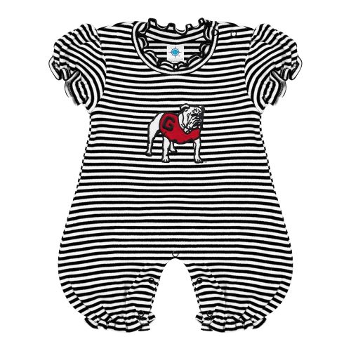 Creative Knitwear College Baby Striped Puff Sleeve Romper - Team Logo, Many Colors, for Girls (Newborn-12 Months)