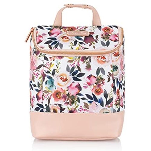 Itzy Ritzy Insulated Bottle Bag – Keeps Bottles Warm or Cool - Holds 3 Bottles & Features Interior Pocket for Ice Pack (Not Included), Blush Floral , 5x3.75x12 Inch (Pack of 1)