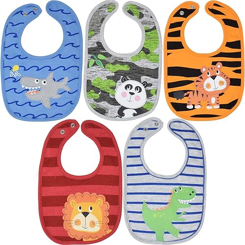 Funstuff Animals 5 Pack Bibs One Size