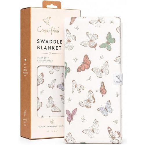 Copper Pearl Swaddle Blankets for Newborns | Soft Stretchy Receiving Blankets for Boys and Girls | Large 46 x 46 Inch Baby Blankets | Lightweight and Breathable Swaddles | Luna