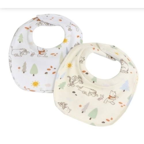 Winnie The Pooh Dribble Bibs 2 Pack in Vanilla/White