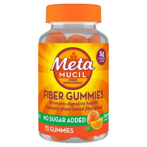 Metamucil Fiber Supplement No Sugar Added Gummies - Orange - 5g Fiber Per Serving - GLP-1 Friendly Fiber - 72ct