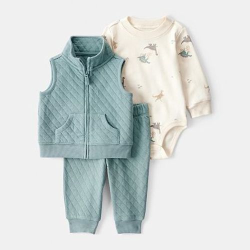 Baby Boy Carter's 3-pc. Quilted Dinosaur Vest, Bodysuit & Pant Set