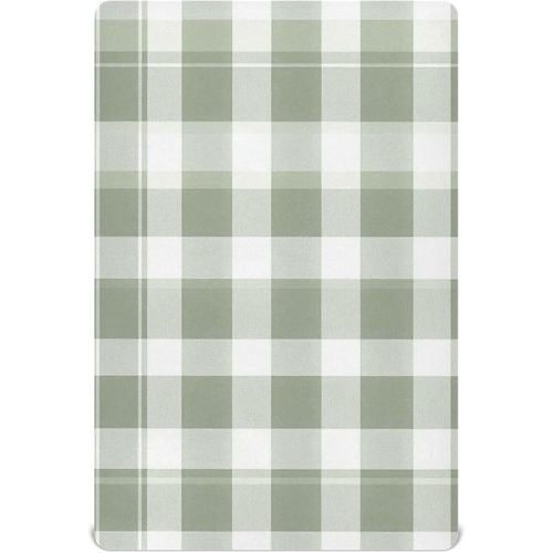Caikeny Fitted Crib Sheet for Boys Girls Sage Green Grey Plaid Baby Crib Sheets Bassinet Sheets Crib Mattress Bed Sheets for Toddler Newborn Infant 52 X 28 in