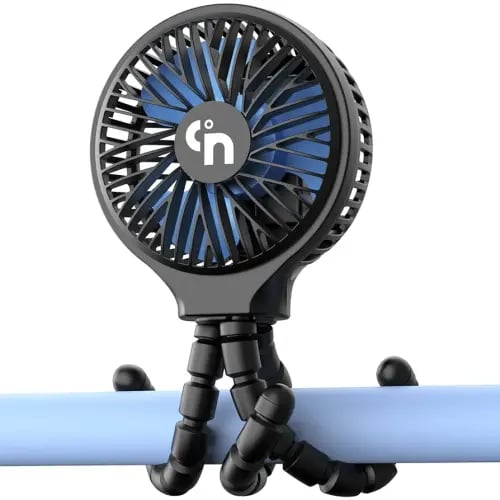 HomeLifairy Portable Stroller Fan, USB or Rechargeable Battery Operated with 3 Speeds and 360°Rotate, Cooling Clip On for Baby Crib Travel Car Seat Black