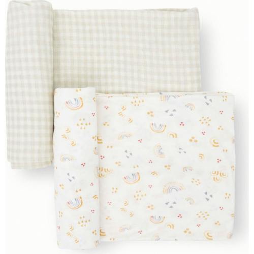 Stretch Knit Swaddle Blanket 2 Pack - Rainbows