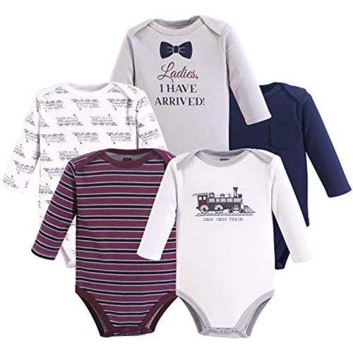 Hudson Baby baby-boys Cotton Long-sleeve Bodysuits 5-pack