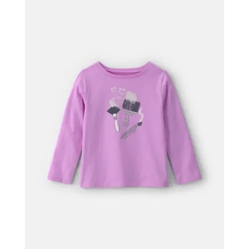 Girls 'Work of Heart' Paintbrush Long-Sleeve Graphic Tee - Purple | Carter's (Small)