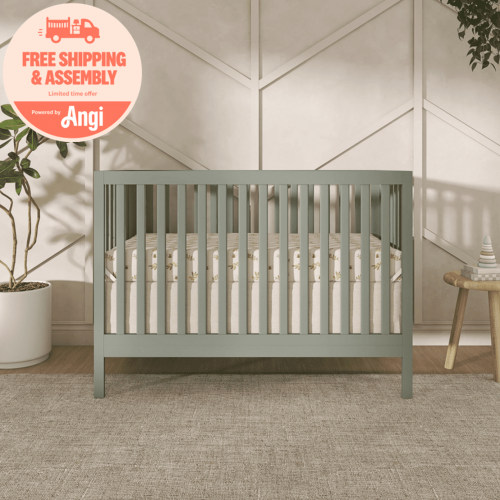 Dream On Me Synergy MOD 5-in-1 Convertible Crib, Converts from Baby Crib to Toddler Bed, Day Bed, Kids Bed and Full Size Bed, Three Adjustable Mattress Height Positions, Meadow Green