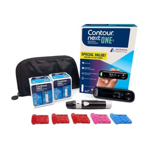 Contour Next One Blood Glucose Meter Value Pack with Test Strips and Lancing Device