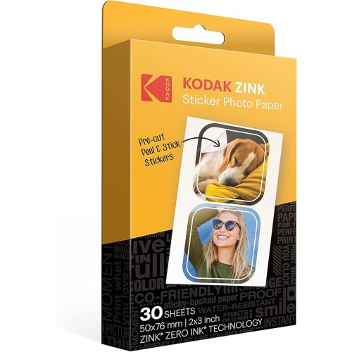 KODAK 2x3 Premium Sticky-Backed ZINK Photo Paper (30 Sheets) - Compatible With Kodak Step, Step Slim, Printomatic, Printomatic+, Smile+, Step Touch