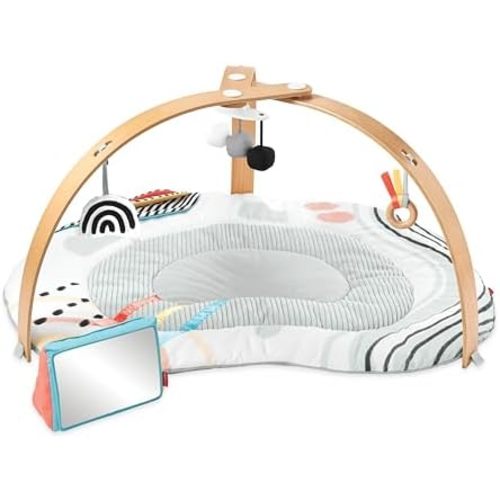 Skip Hop Baby Play Gym Montessori-Inspired 3-in-1 Sensory Tummy Time Activity Mat with 25+ Developmental Activities 4 Toys and 5 Parent Guide Cards with Stage-Based Activities Discoverosity Age 0-2y