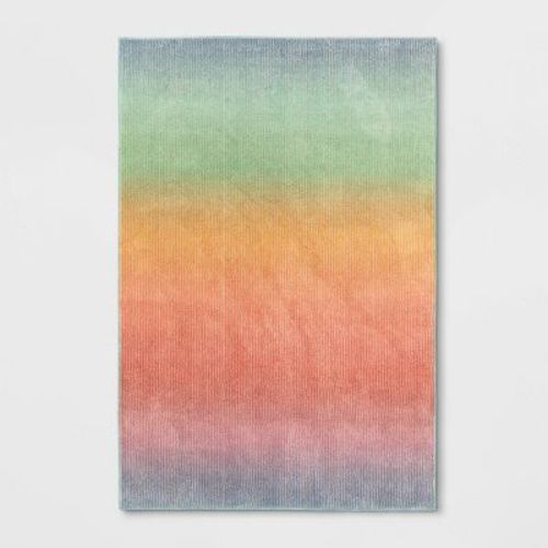 5'x7' Ombre Neon Rainbow Tufted Kids' Rug - Pillowfort™