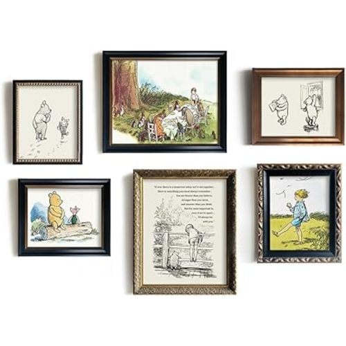 Winnie The Pooh Nursery Wall Art - Vintage Hundred Acre Wood Poster - Toddler Room Decor - Gifts for Winnie Fans Lover - You Are Braver Than You Think - Motivational Quote for Kids Little Boys Bedroom