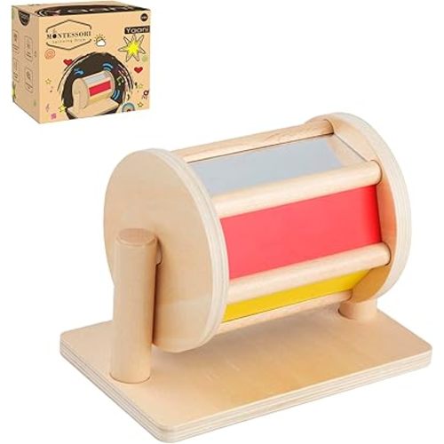 YAANI Montessori Spinning Drum, Baby Toys 6-12 Months, Montessori Toys for 1 Year Old, Sensory Toys, Toddler Toys, Baby Boy Gifts, Toys for Girls, Baby Girl, Toys for 2 Year Old, Montessori Toys