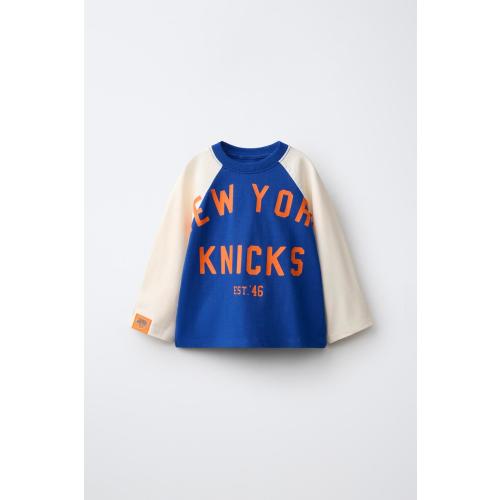 NBA NYC KNICKS RAGLAN SLEEVE T-SHIRT - Bluish | ZARA United States