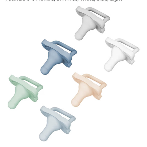 Dr. Brown's HappyPaci 100% Silicone, Newborn Baby Pacifiers 0-6 Months, BPA Free, White, Blue, Light Blue, Cool Gray, Green, and Ecru, 6 Pack