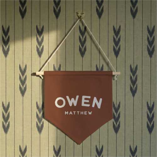 Custom Name Mini Pennant Banner - Earthy Nursery Wall Decor Sign