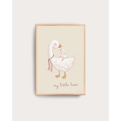 Mother Goose Nursery Print: Gentle Animal Wall Art