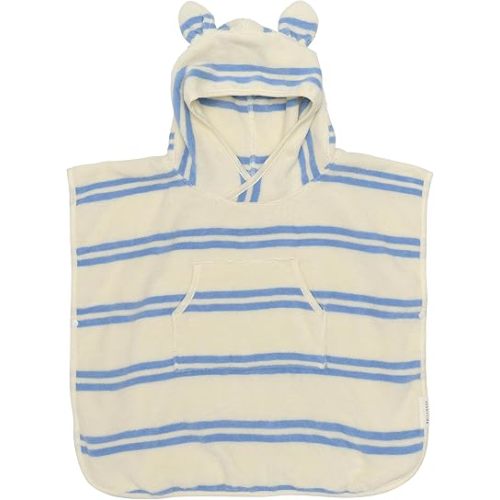 Sunnylife Kids Hooded Beach Poncho, Sammy The Seagull, Blue Stripe, 33.86 x 21.65 inches, Cotton, 400 GSM