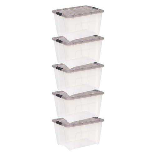 IRIS 53 Qt. Plastic Storage Bins with Lids, Stackable Storage Containers, Totes, 5 Pack