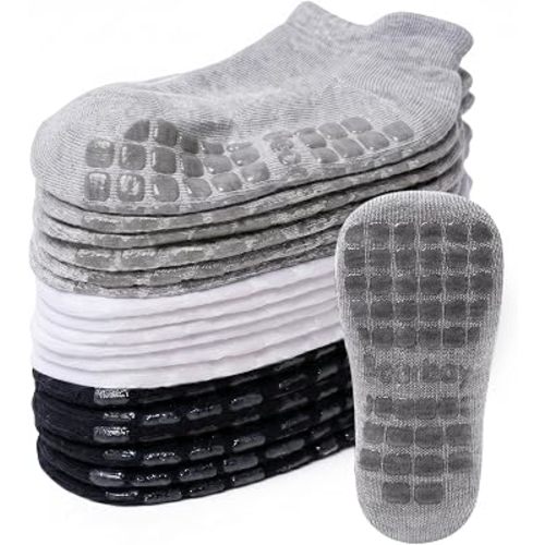 Non-Slip Baby Cotton Ankle Socks with Grippers for Toddler Walking